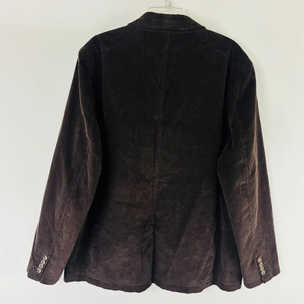 Vintage L.L. Bean Corduroy Sport Coat Jacket Mens 46 Reg Large Plaid Lining 90s